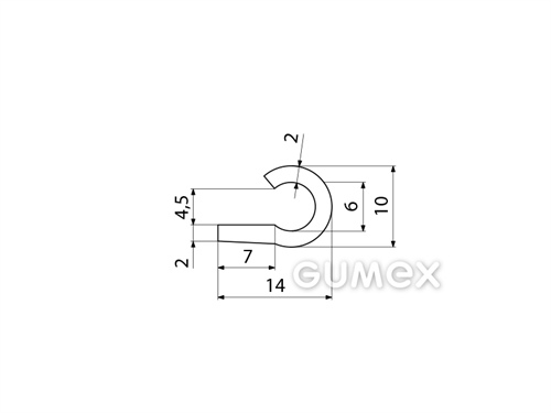 Silikónový profil tvarový, 10x14/2mm, 65°ShA, -60°C/+180°C, biely (RAL 9010)